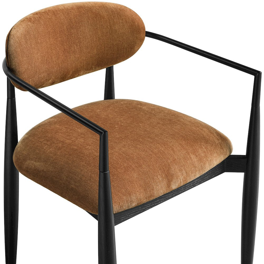 Riccio Cognac Performance Fabric Upholstered Dining Arm Chair, Set of 2