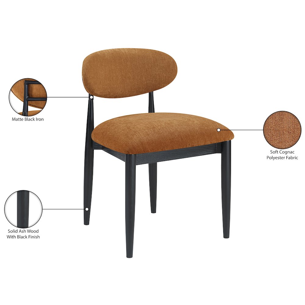 Riccio Cognac Performance Fabric Upholstered Dining Side Chair, Set of 2