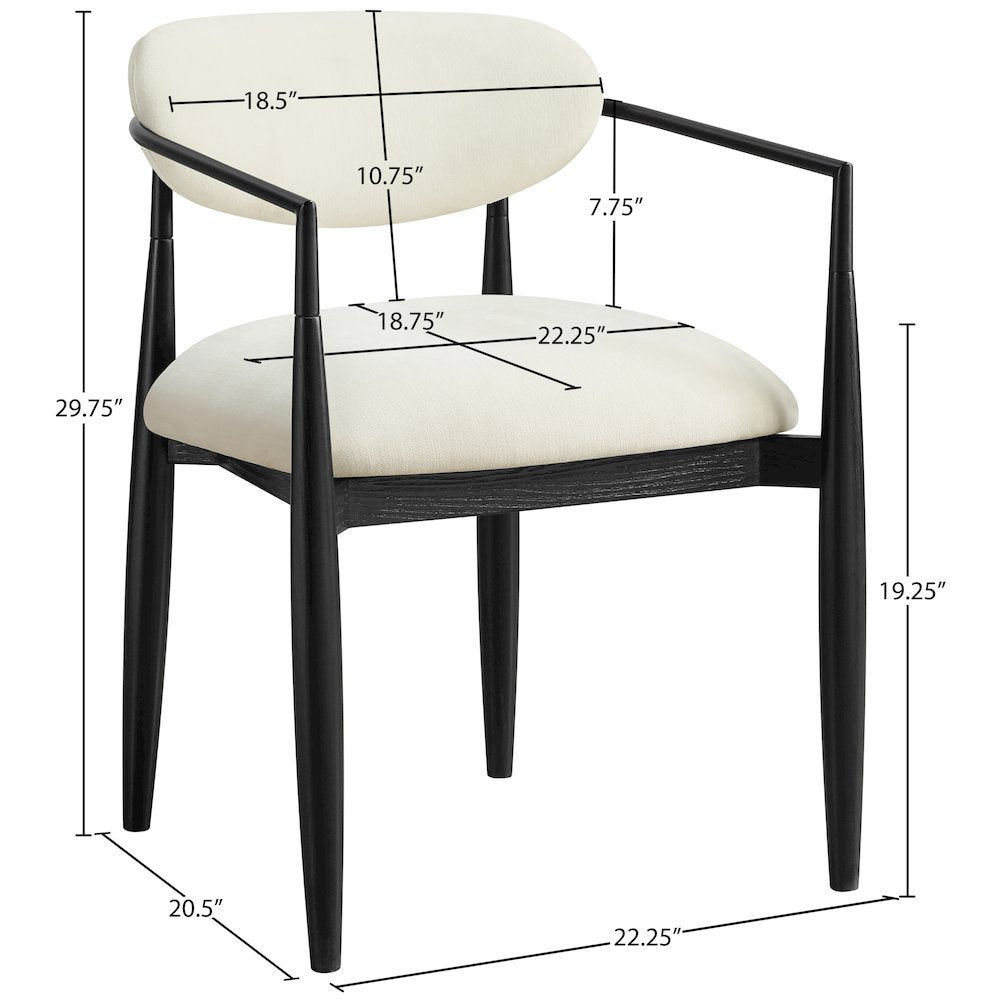 Riccio Cream Performance Fabric Upholstered Dining Arm Chair, Set of 2
