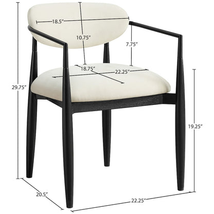 Riccio Cream Performance Fabric Upholstered Dining Arm Chair, Set of 2