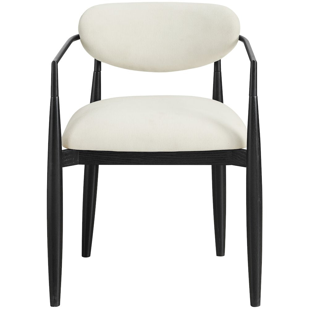 Riccio Cream Performance Fabric Upholstered Dining Arm Chair, Set of 2