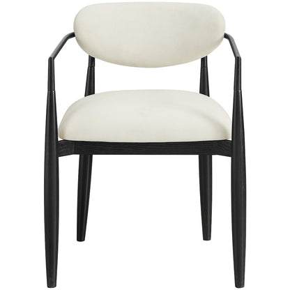 Riccio Cream Performance Fabric Upholstered Dining Arm Chair, Set of 2