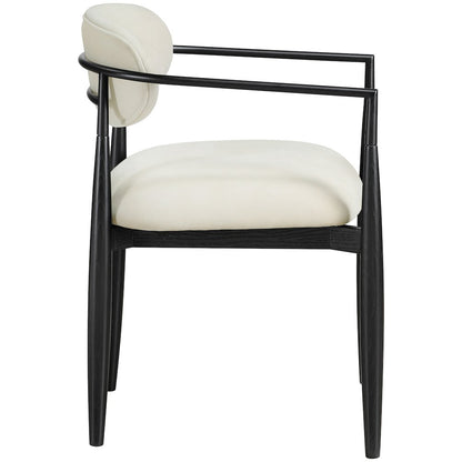Riccio Cream Performance Fabric Upholstered Dining Arm Chair, Set of 2