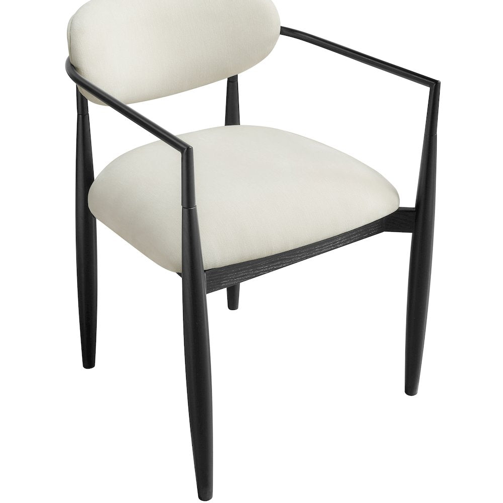 Riccio Cream Performance Fabric Upholstered Dining Arm Chair, Set of 2