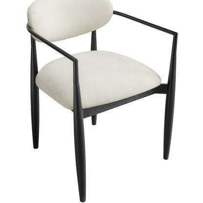 Riccio Cream Performance Fabric Upholstered Dining Arm Chair, Set of 2