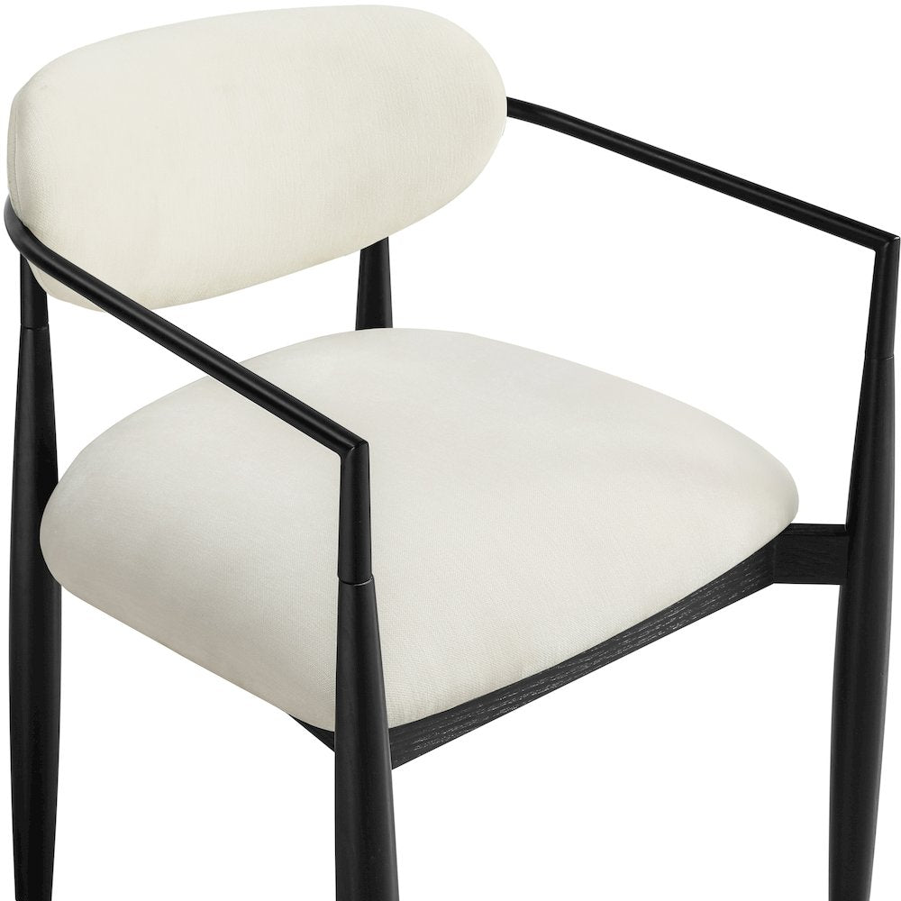 Riccio Cream Performance Fabric Upholstered Dining Arm Chair, Set of 2