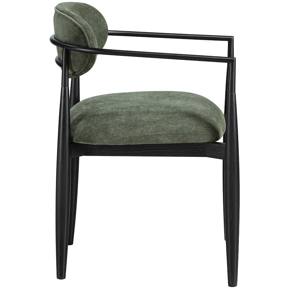Riccio Olive Performance Fabric Upholstered Dining Arm Chair, Set of 2