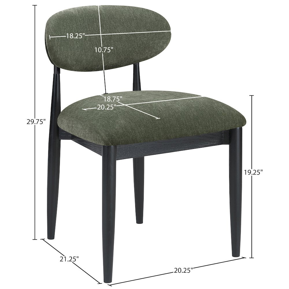 Riccio Olive Performance Fabric Upholstered Dining Side Chair, Set of 2