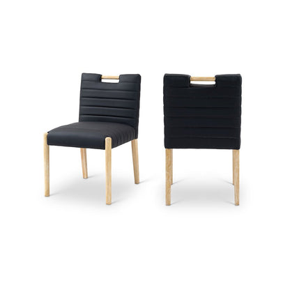 Aimee Black Vegan Leather Dining Side Chair, Set of 2