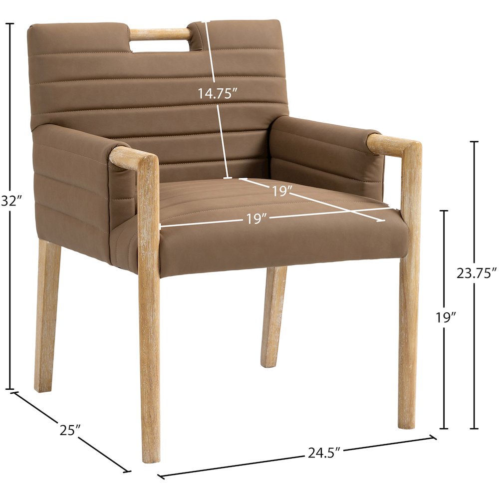 Aimee Brown Vegan Leather Dining Arm Chair