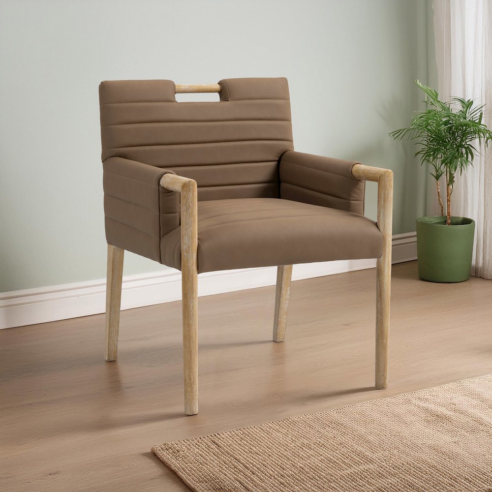 Aimee Brown Vegan Leather Dining Arm Chair