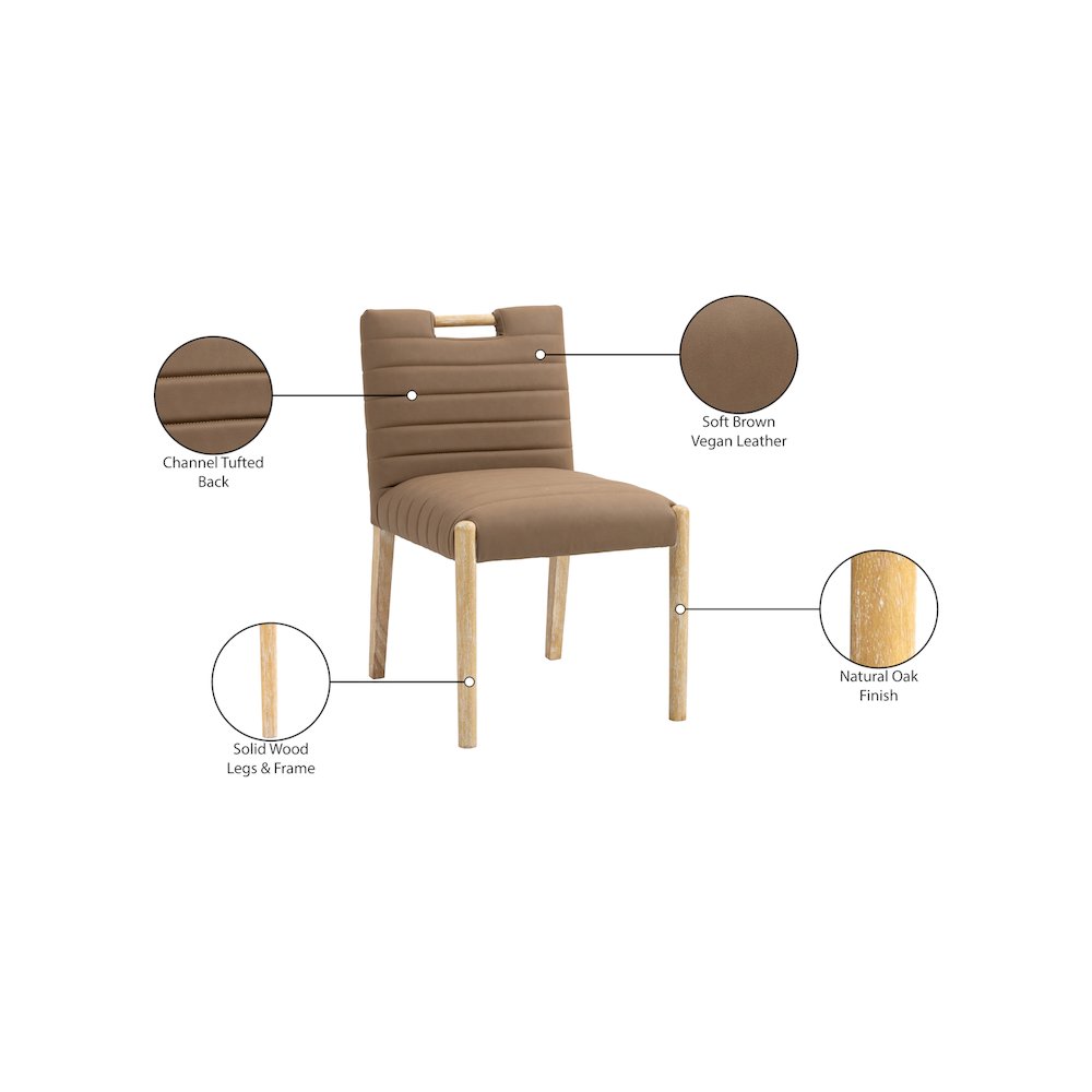 Aimee Brown Vegan Leather Dining Side Chair, Set of 2
