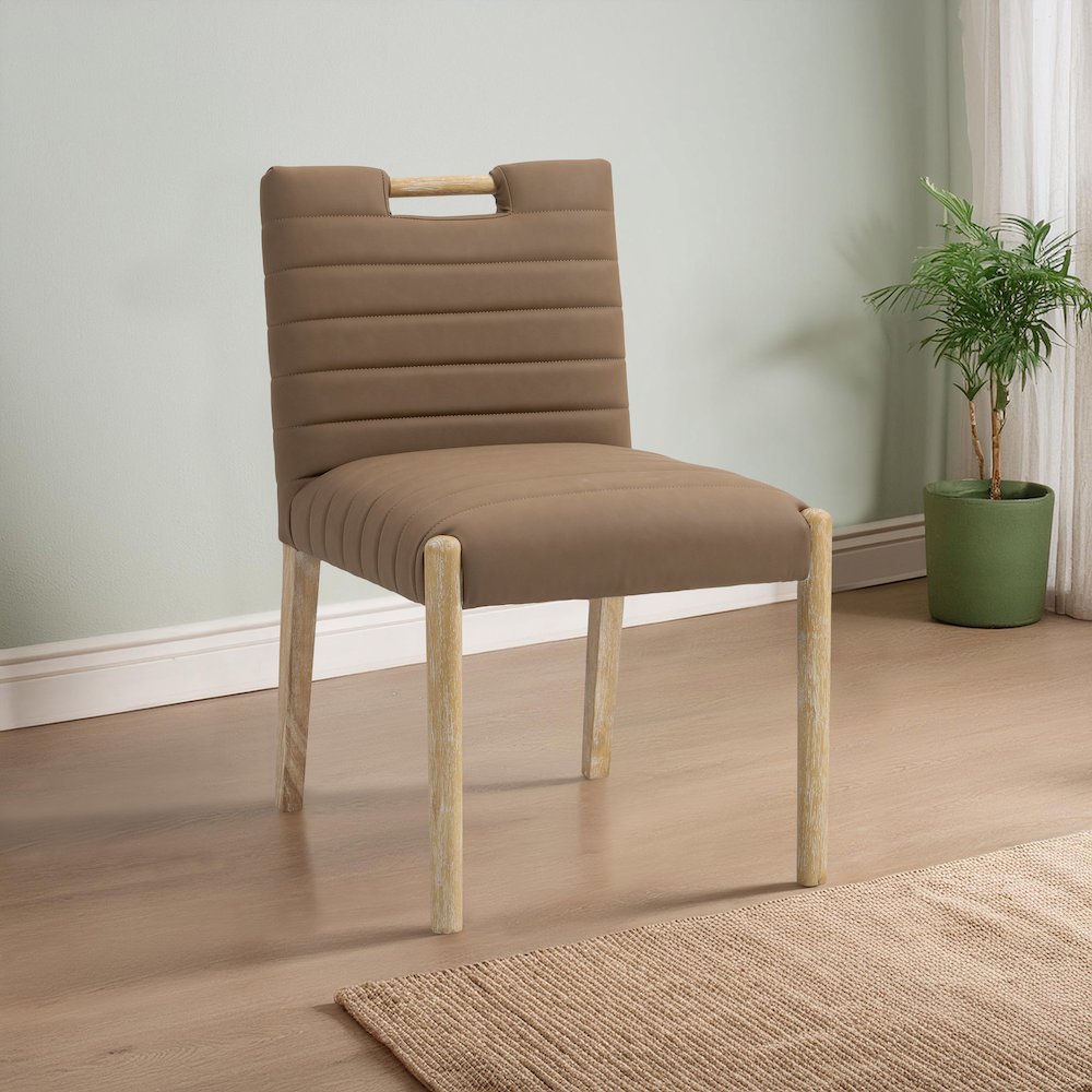 Aimee Brown Vegan Leather Dining Side Chair, Set of 2