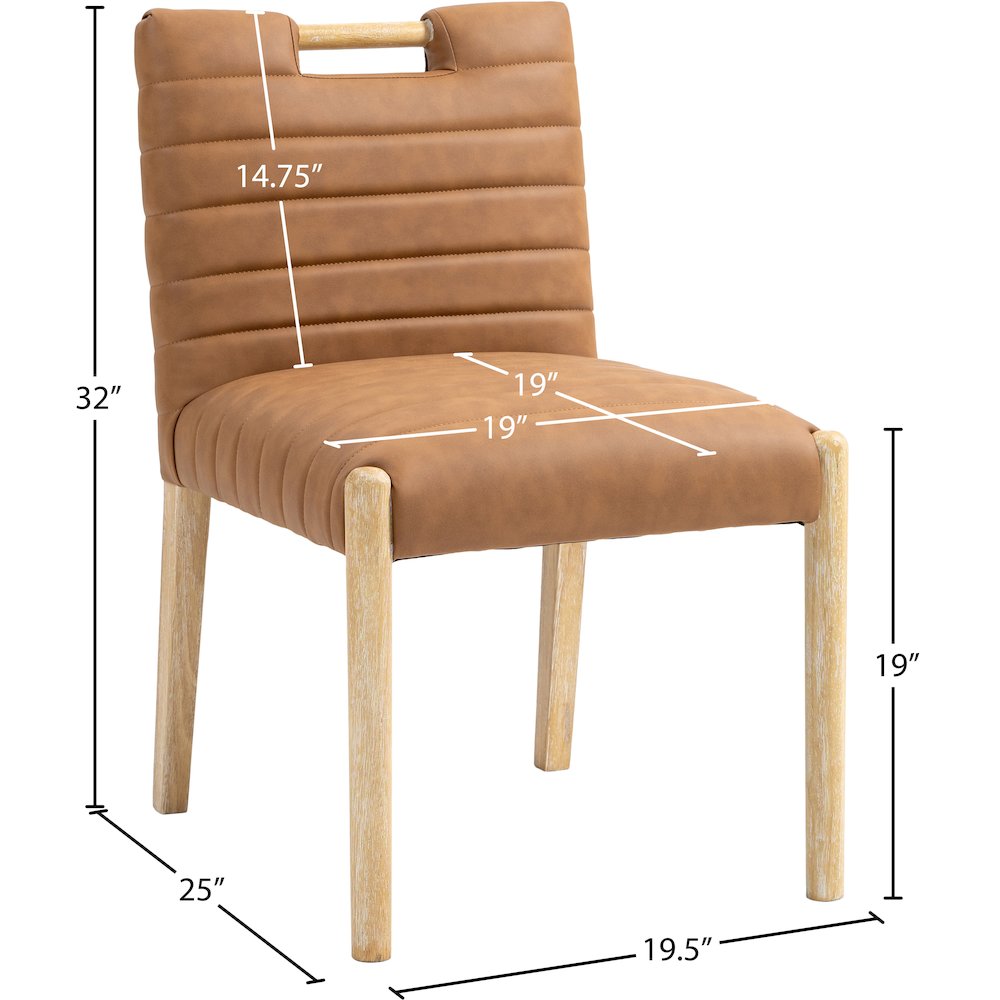 Aimee Cognac Vegan Leather Dining Side Chair, Set of 2