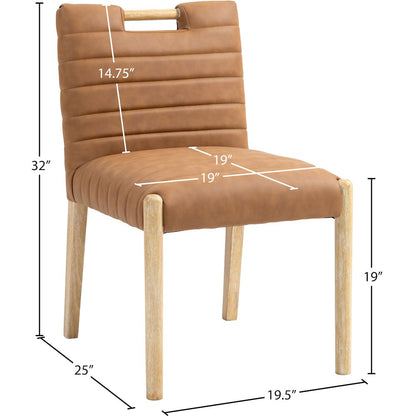 Aimee Cognac Vegan Leather Dining Side Chair, Set of 2