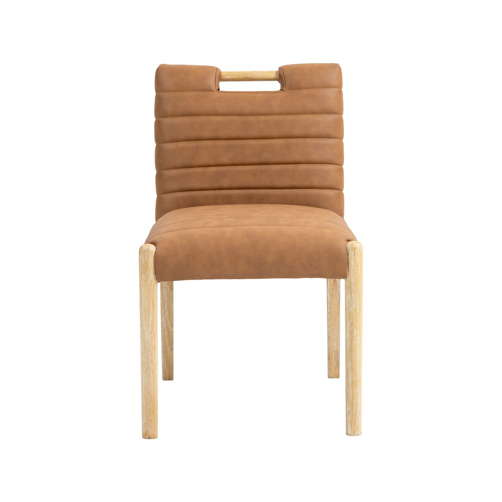 Aimee Cognac Vegan Leather Dining Side Chair, Set of 2
