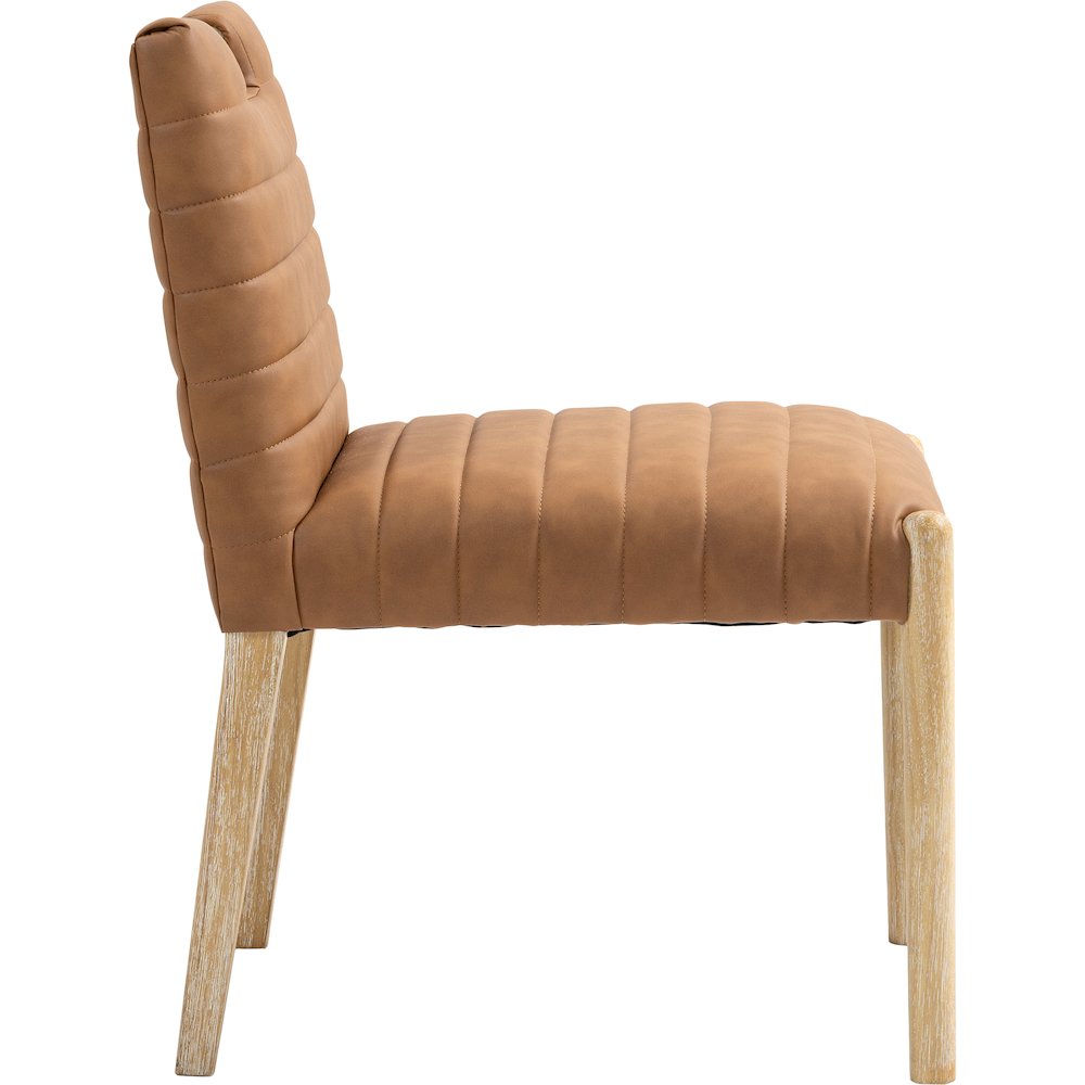Aimee Cognac Vegan Leather Dining Side Chair, Set of 2