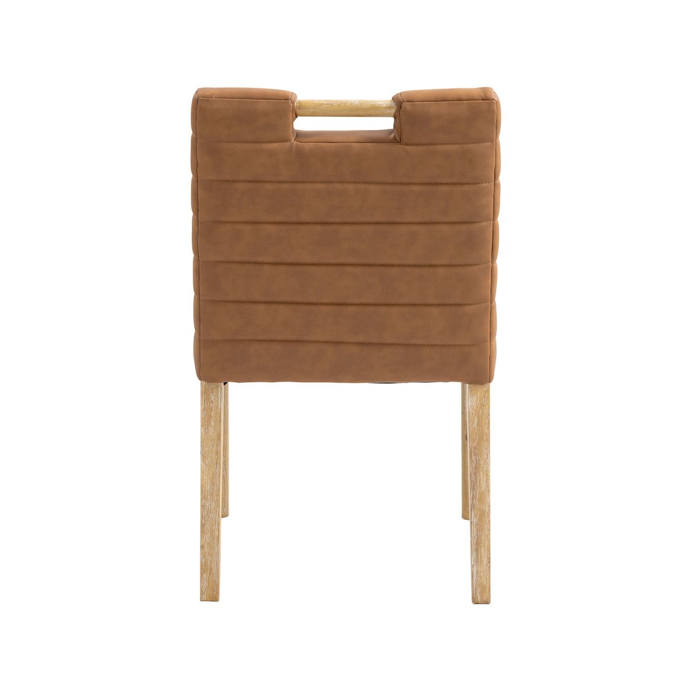 Aimee Cognac Vegan Leather Dining Side Chair, Set of 2