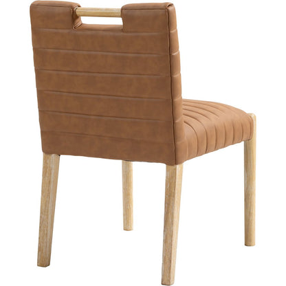 Aimee Cognac Vegan Leather Dining Side Chair, Set of 2