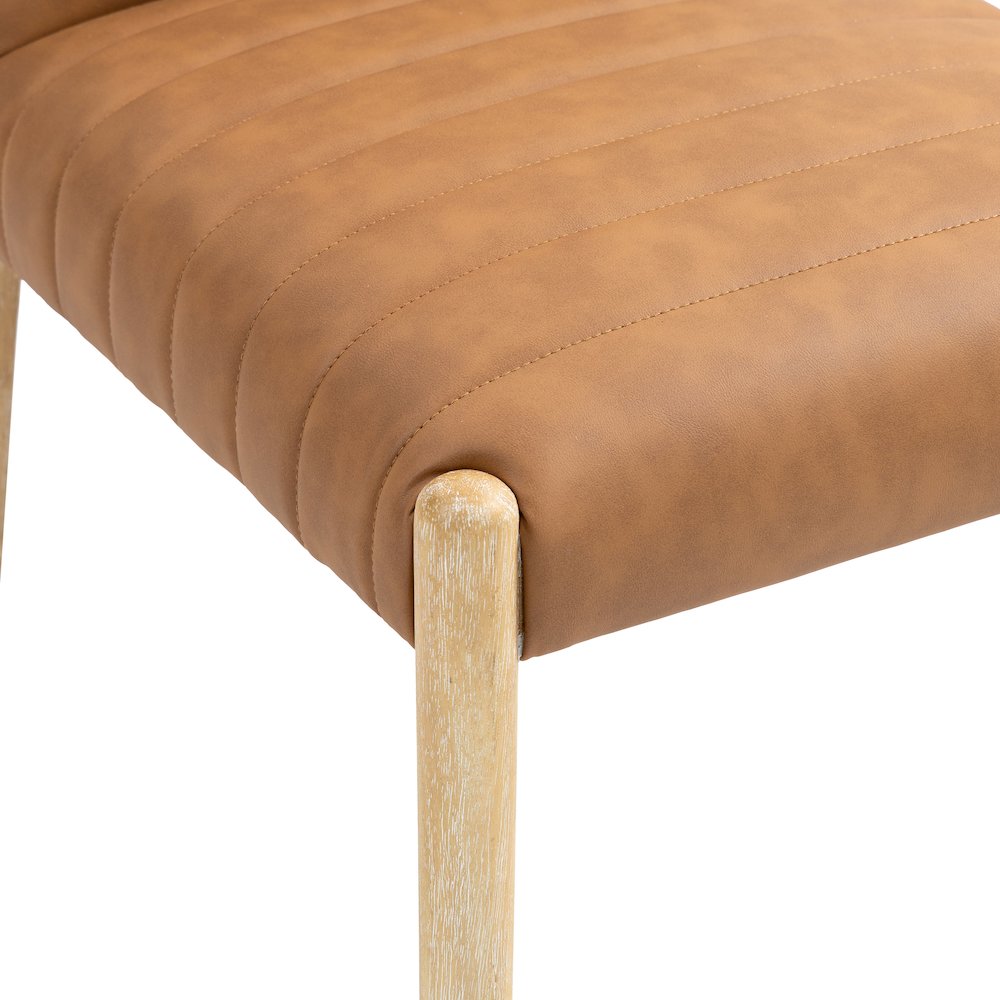 Aimee Cognac Vegan Leather Dining Side Chair, Set of 2