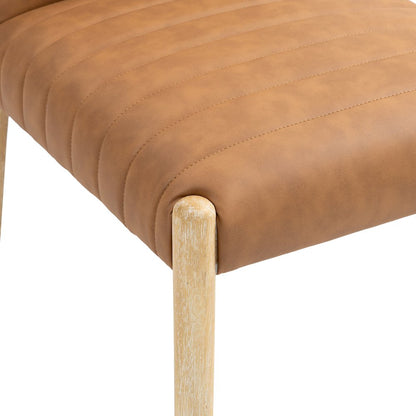Aimee Cognac Vegan Leather Dining Side Chair, Set of 2
