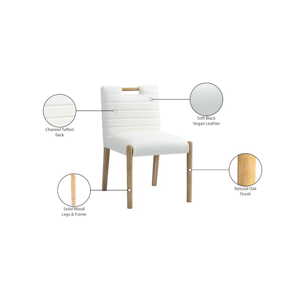 Aimee Cream Vegan Leather Dining Side Chair, Set of 2