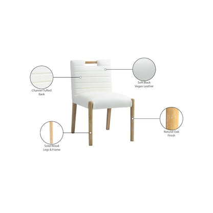 Aimee Cream Vegan Leather Dining Side Chair, Set of 2
