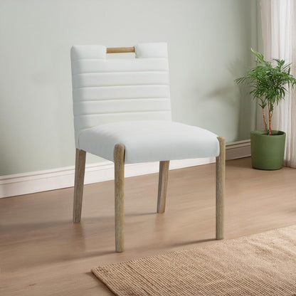 Aimee Cream Vegan Leather Dining Side Chair, Set of 2