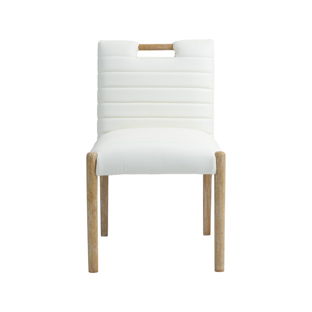 Aimee Cream Vegan Leather Dining Side Chair, Set of 2