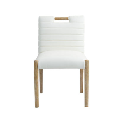 Aimee Cream Vegan Leather Dining Side Chair, Set of 2