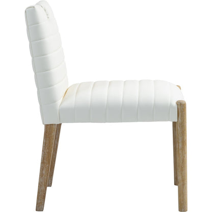 Aimee Cream Vegan Leather Dining Side Chair, Set of 2