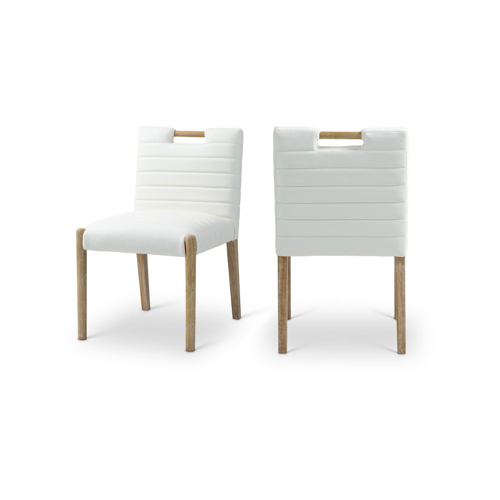 Aimee Cream Vegan Leather Dining Side Chair, Set of 2