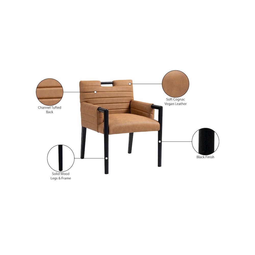 Aimee Cognac Vegan Leather Dining Arm Chair