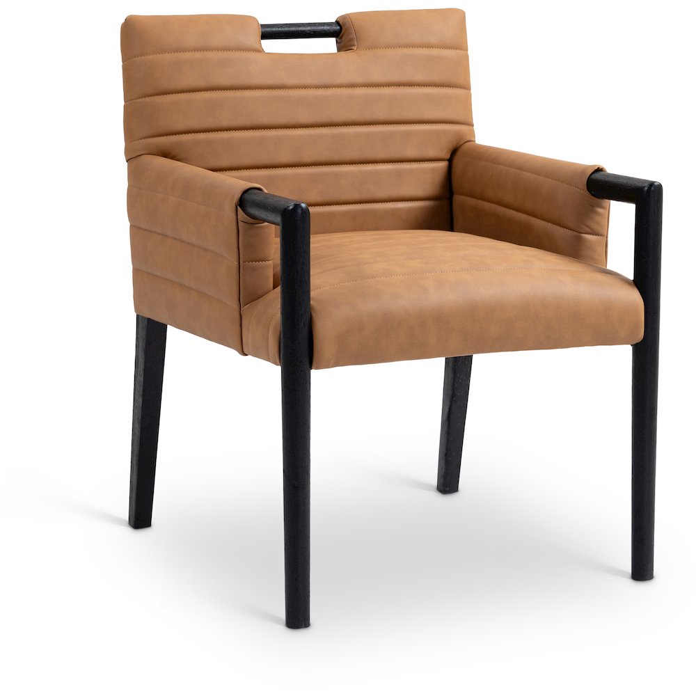 Aimee Cognac Vegan Leather Dining Arm Chair