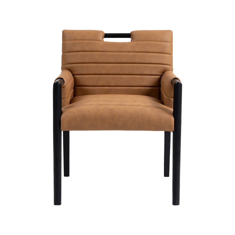 Aimee Cognac Vegan Leather Dining Arm Chair