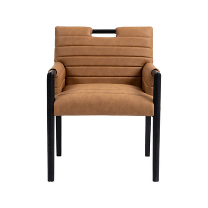 Aimee Cognac Vegan Leather Dining Arm Chair