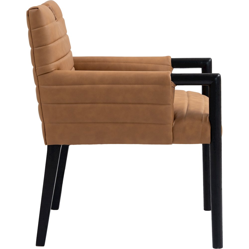 Aimee Cognac Vegan Leather Dining Arm Chair
