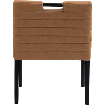 Aimee Cognac Vegan Leather Dining Arm Chair