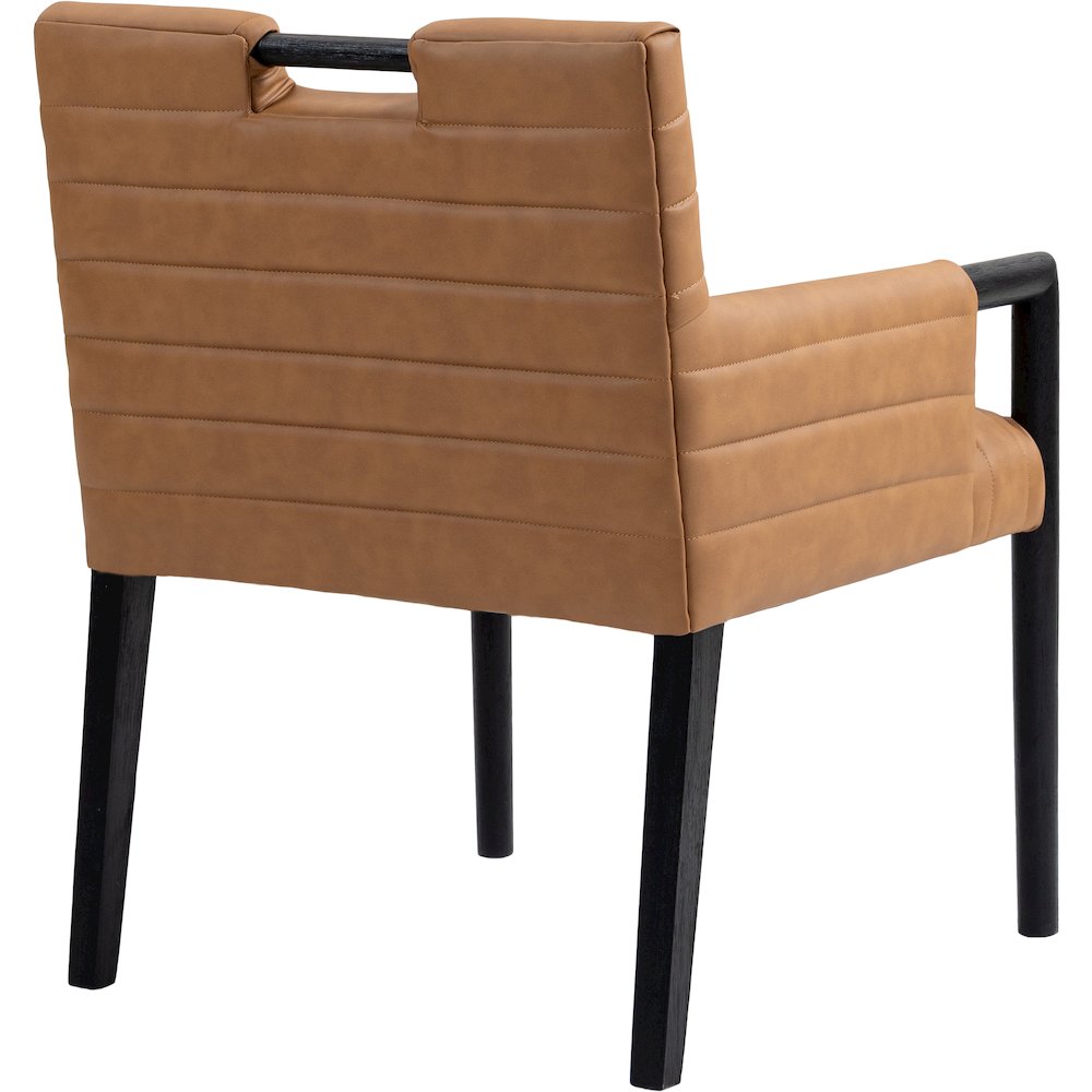 Aimee Cognac Vegan Leather Dining Arm Chair