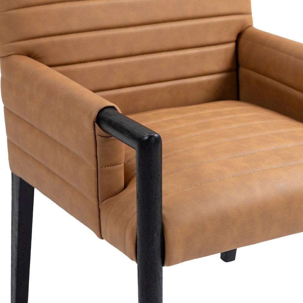 Aimee Cognac Vegan Leather Dining Arm Chair