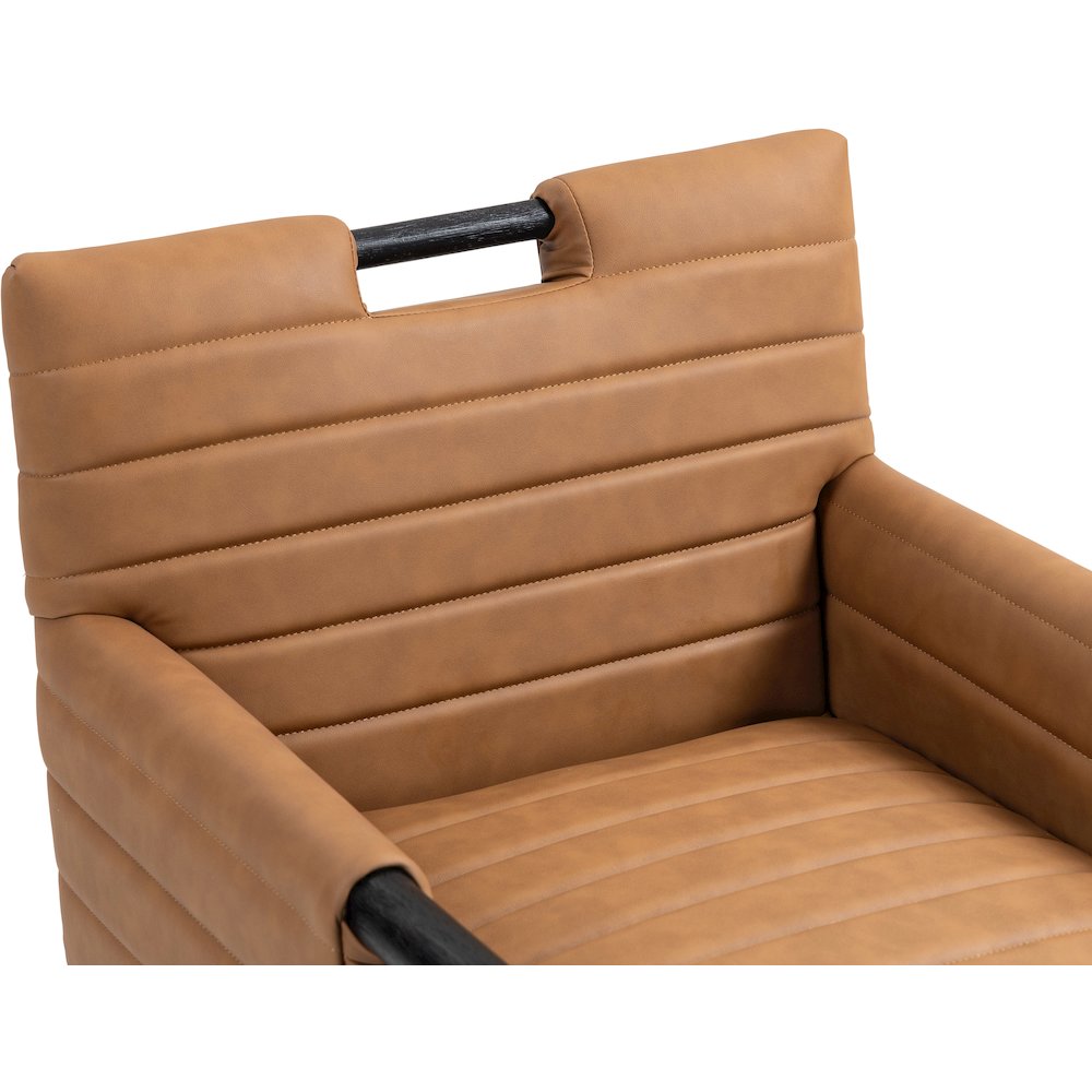 Aimee Cognac Vegan Leather Dining Arm Chair