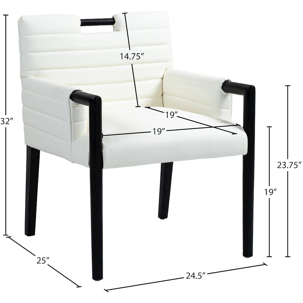 Aimee Cream Vegan Leather Dining Arm Chair