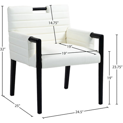 Aimee Cream Vegan Leather Dining Arm Chair