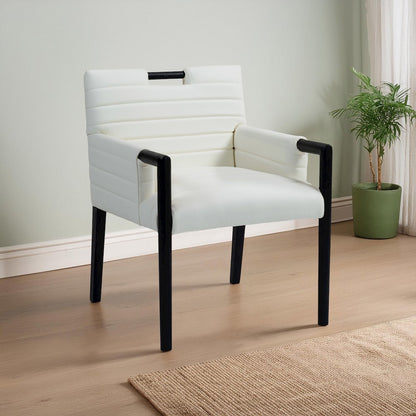 Aimee Cream Vegan Leather Dining Arm Chair