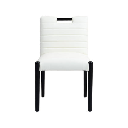 Aimee Cream Vegan Leather Dining Side Chair, Set of 2