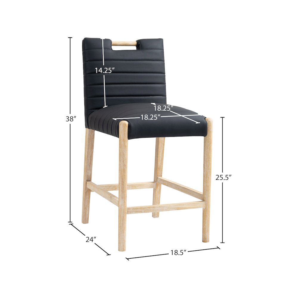 Aimee Black Vegan Leather Counter Stool