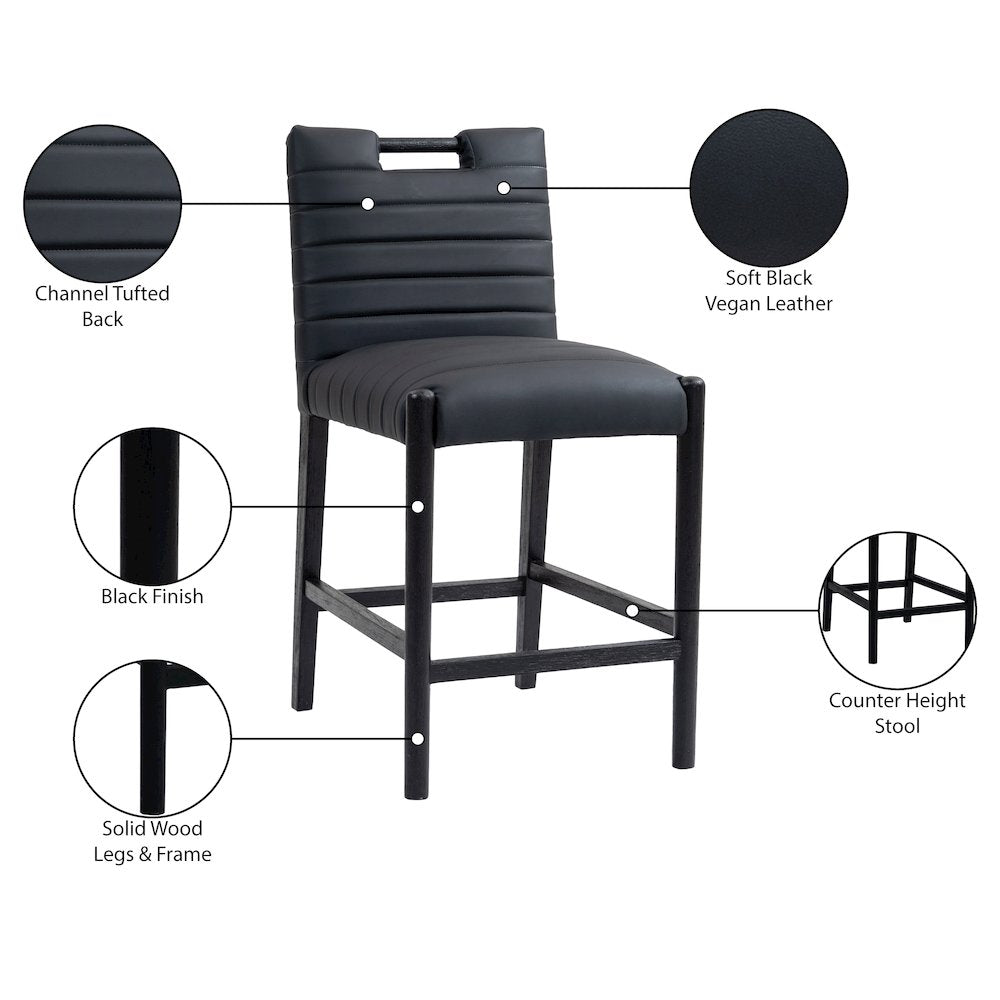 Aimee Black Vegan Leather Counter Stool