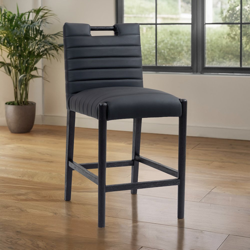 Aimee Black Vegan Leather Counter Stool