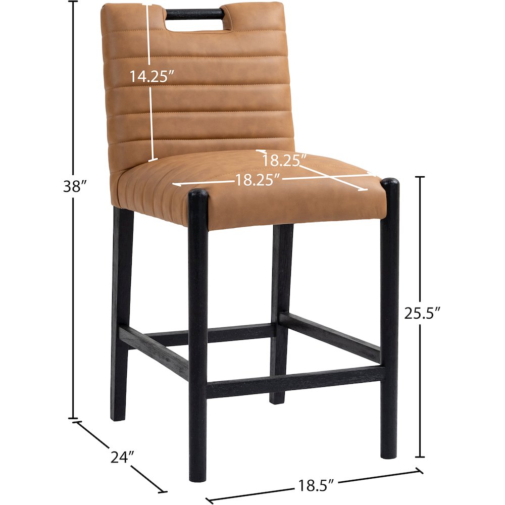 Aimee Cognac Vegan Leather Counter Stool