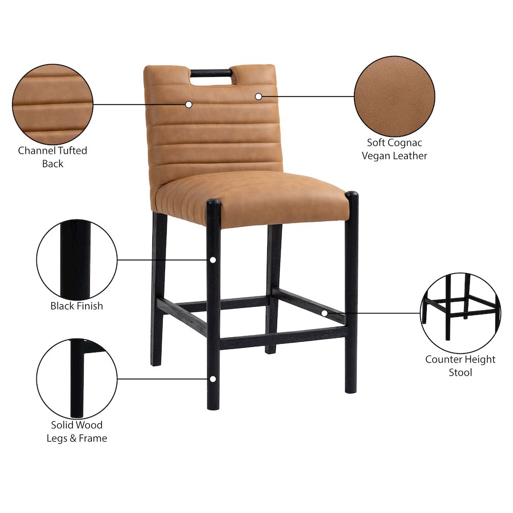 Aimee Cognac Vegan Leather Counter Stool